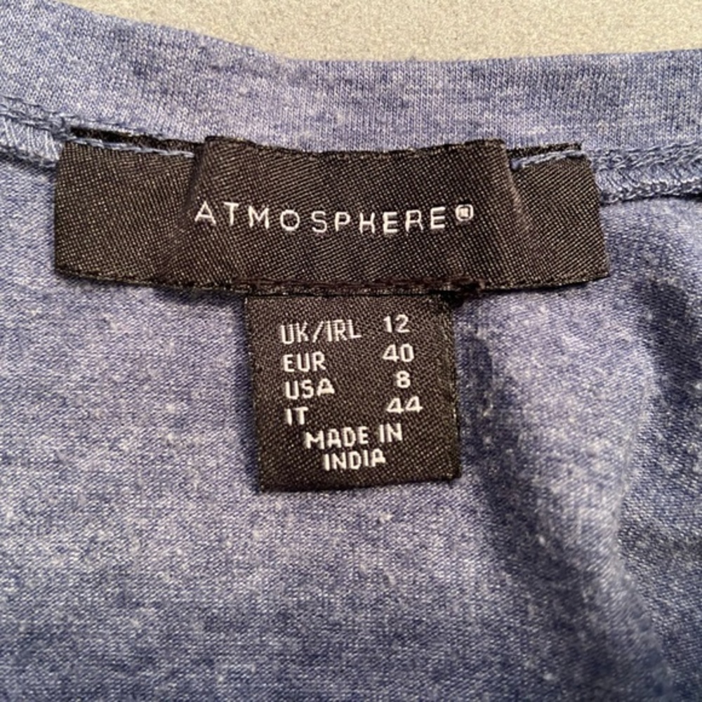 Atmosphere Blue crop top tee shirt, short sleeves, size 8 - Picture 3 of 4